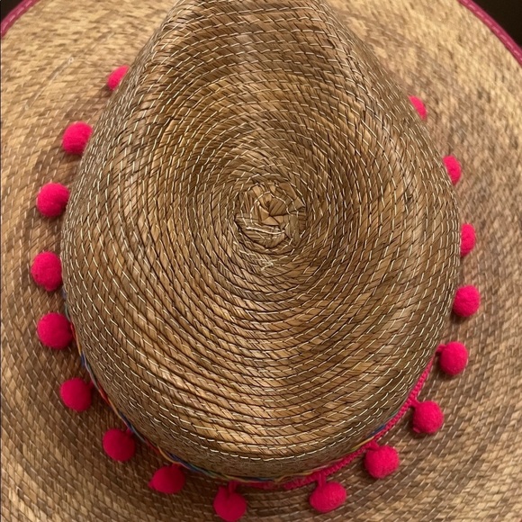 Source Unknown Straw Hat with Pink Pom Pom Trim unisex item main image 11